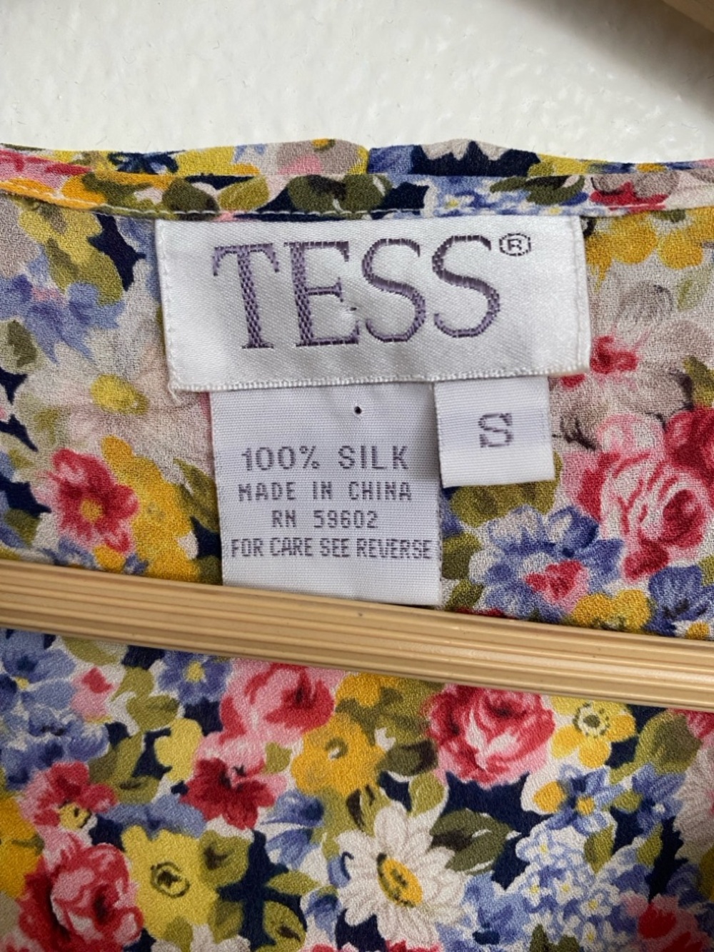 TESS Paris-Milano Floral Print Top Silk Ruffle Trim Sleeve Size Small - Picture 5 of 7